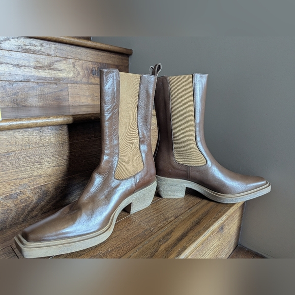 Leather Western Mimosa Go West Brown Italian Leather boots EU Sz 40 US 10B - Picture 8 of 13